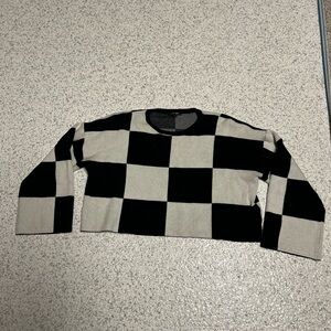 Papermoon Black and Gray Crop Knit Sweater